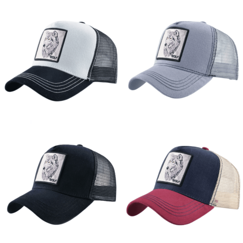 Trucker Cap Mesh - Бейсболка с вышивкой в виде волка,
