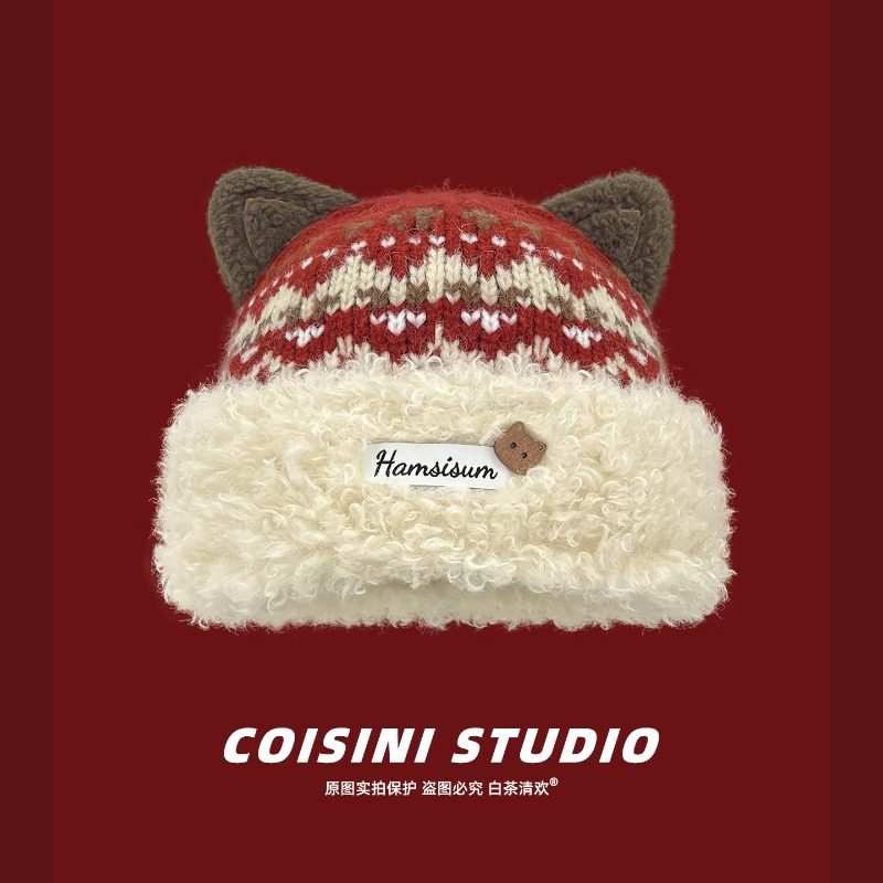 Женская шапка-бини с милыми ко – обзор и цена Beanie Cuffed Knit