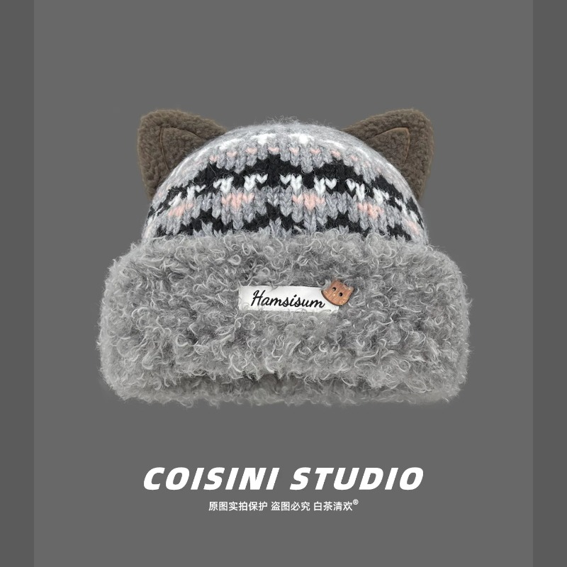 Женская шапка-бини с милыми ко – обзор и цена Beanie Cuffed Knit
