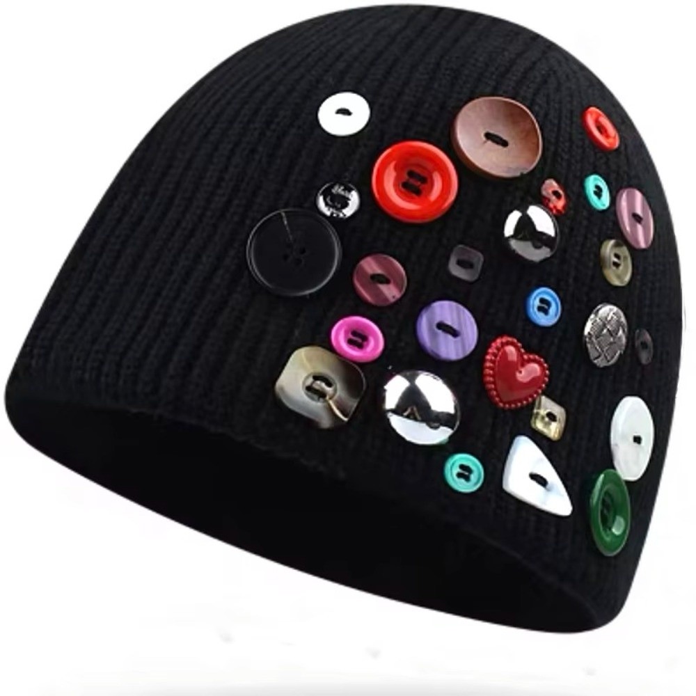 Яркая шапка-бини с пуговицами, – обзор и цена Beanie Cuffed Knit